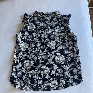 Loft Cream and Black Sleeveless Blouse